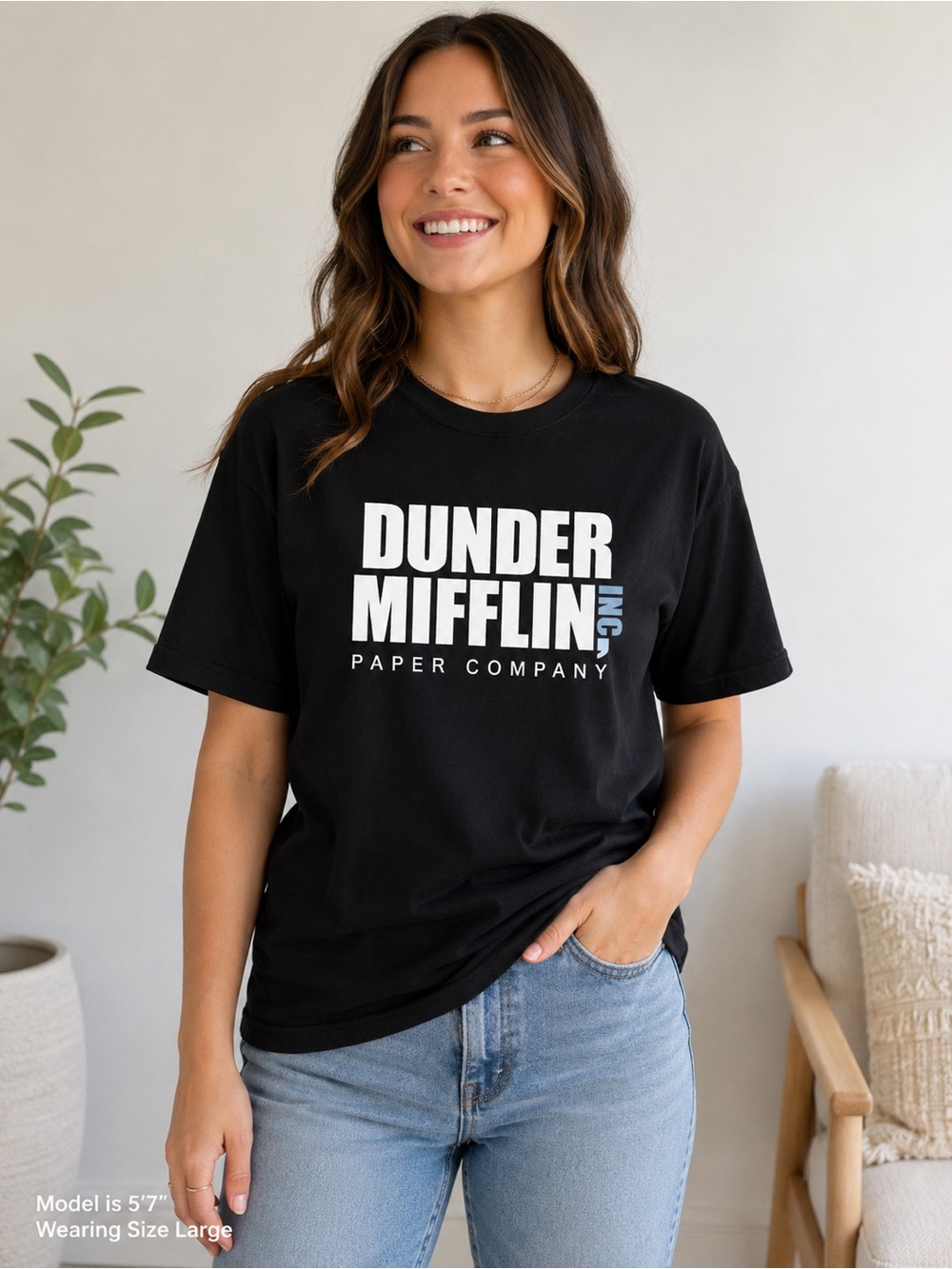 Old Navy Dunder Mifflin Paper Company Graphic Tee Black Large The Office TV Show - Picture 1 of 7